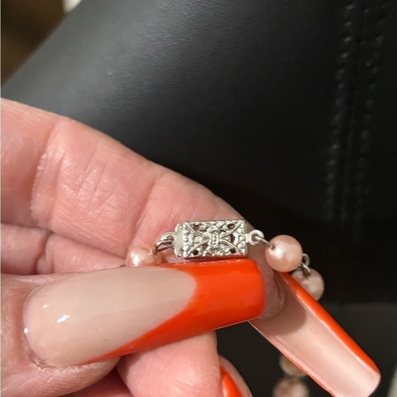 Pink pearl net bib necklace Vintage - Picture 3 of 5